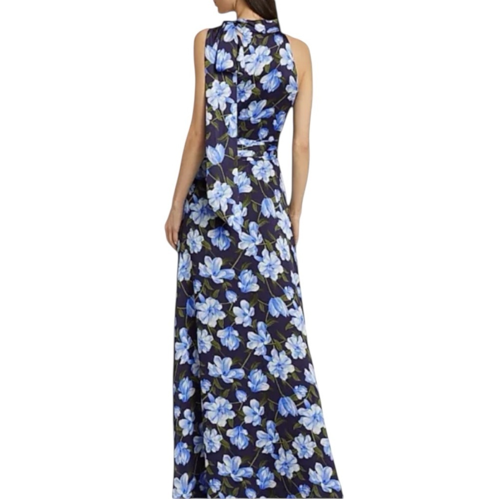 NWT SACHIN + BABI Floral Crinkle Georgette Sleeveless Tie Neck Gown Size 4 - Picture 3 of 7
